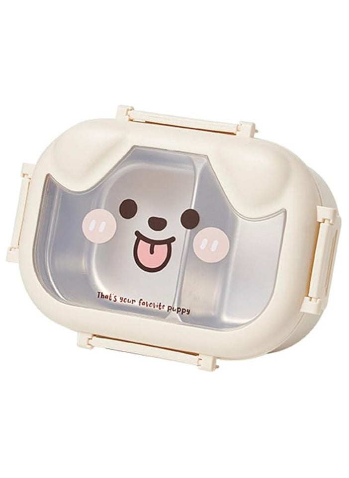 Stainless Steel Lunch Box for Kid School Insulated Bento Lunch Box 2 Compartment Divided Lunch Containers with Lids Leakproof BFA Free Dishwasher Safe Dog White.