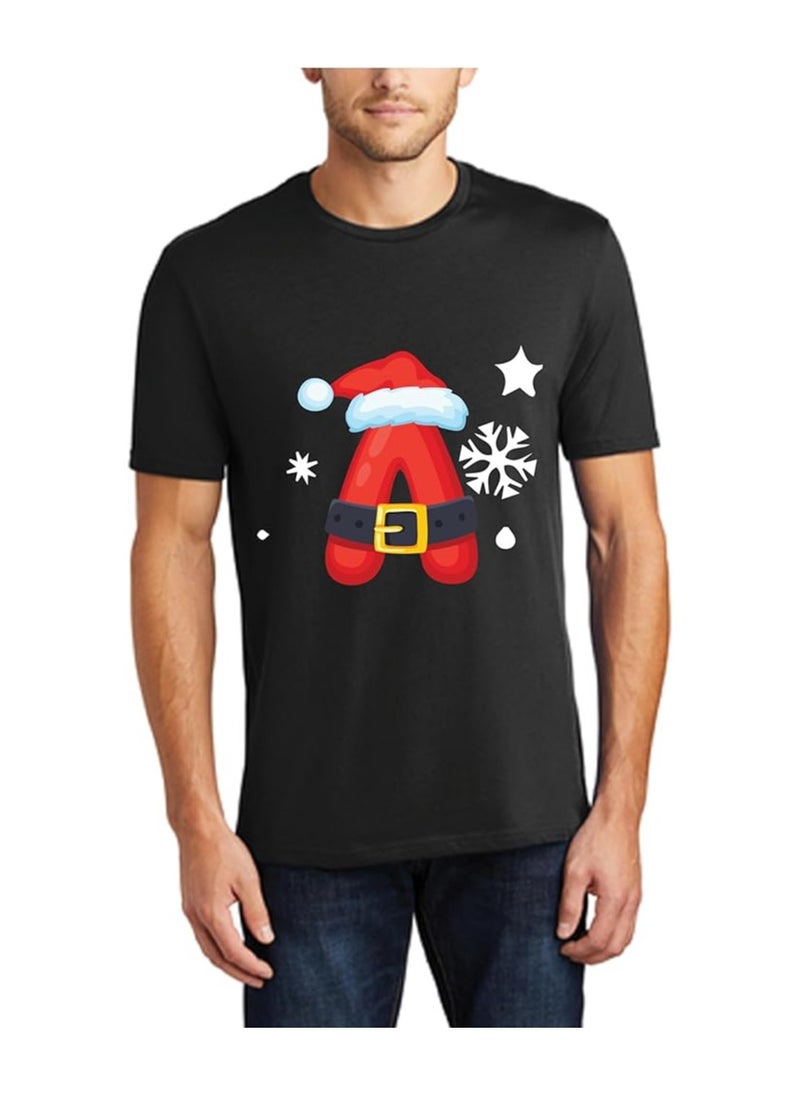 Christmas Initial Letter Printed Adult T-Shirts For Mens-Gift For Everyone