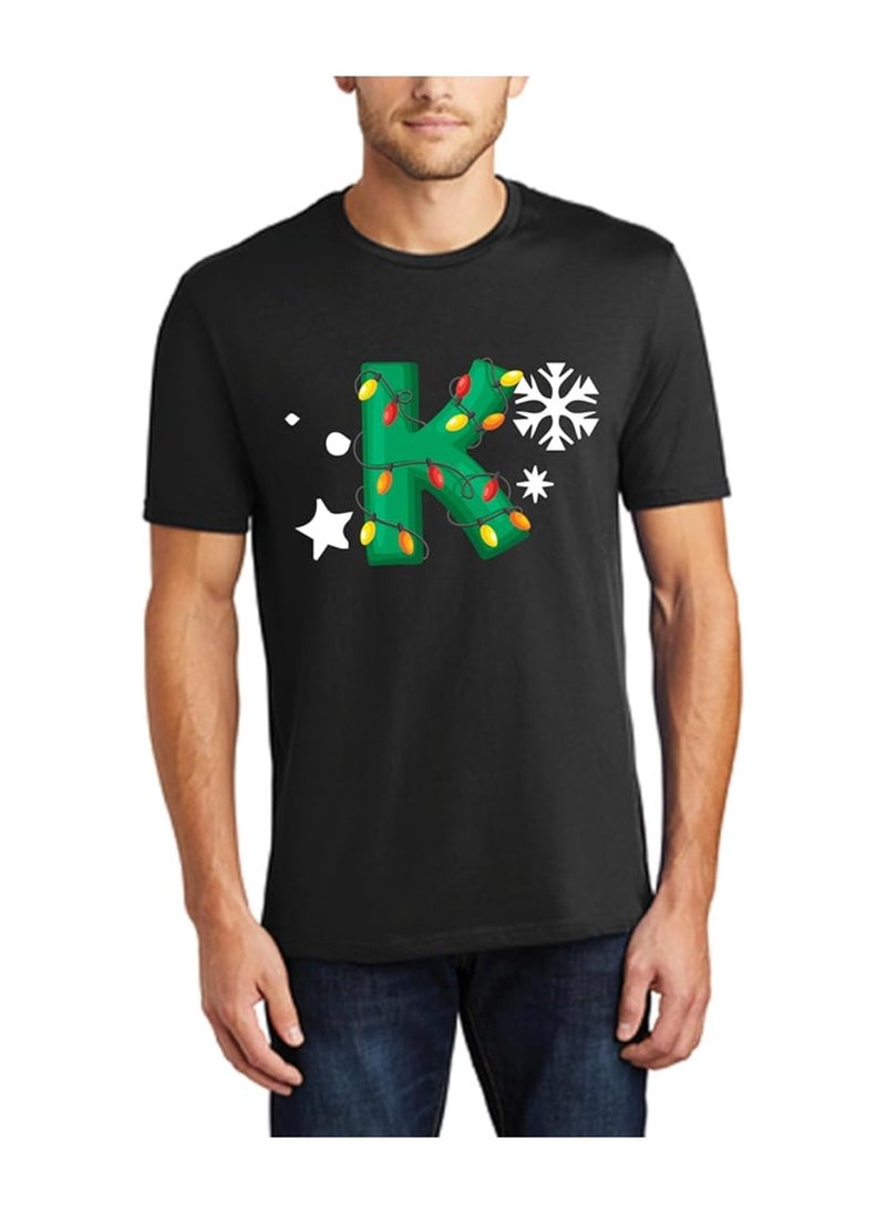 Christmas Initial Letter Printed Adult T-Shirts For Mens-Gift For Everyone