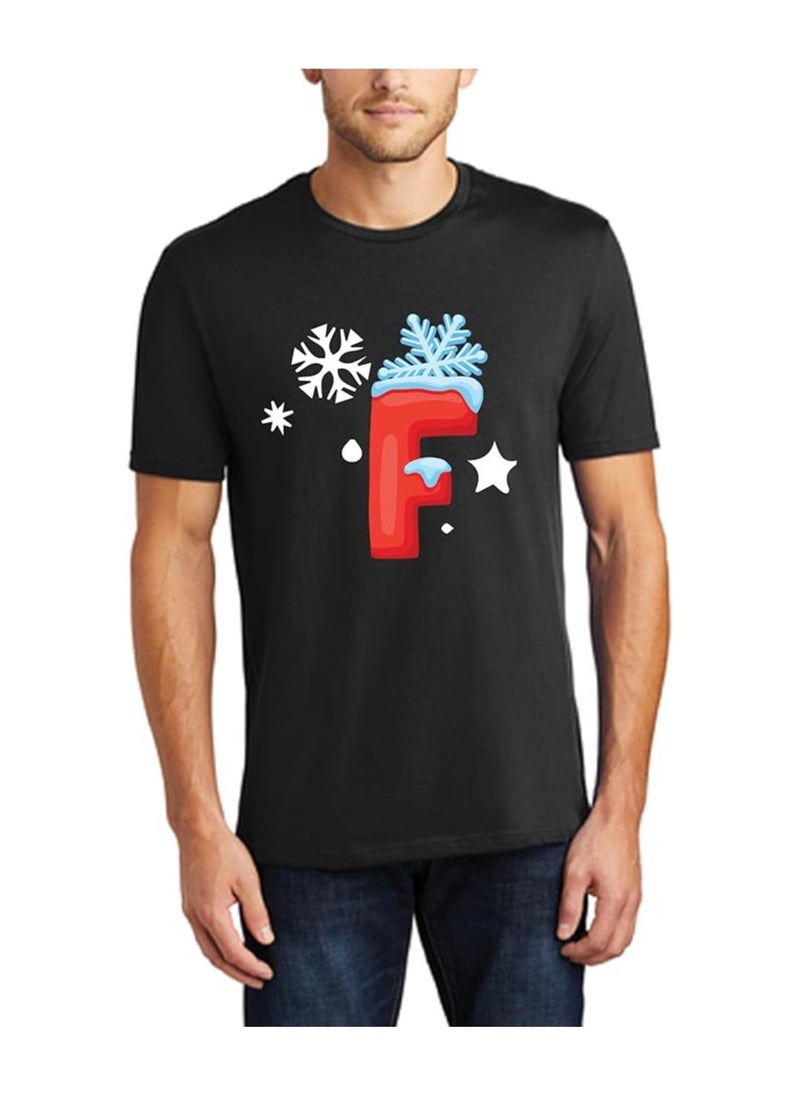 Christmas Initial Letter Printed Adult T-Shirts For Mens-Gift For Everyone