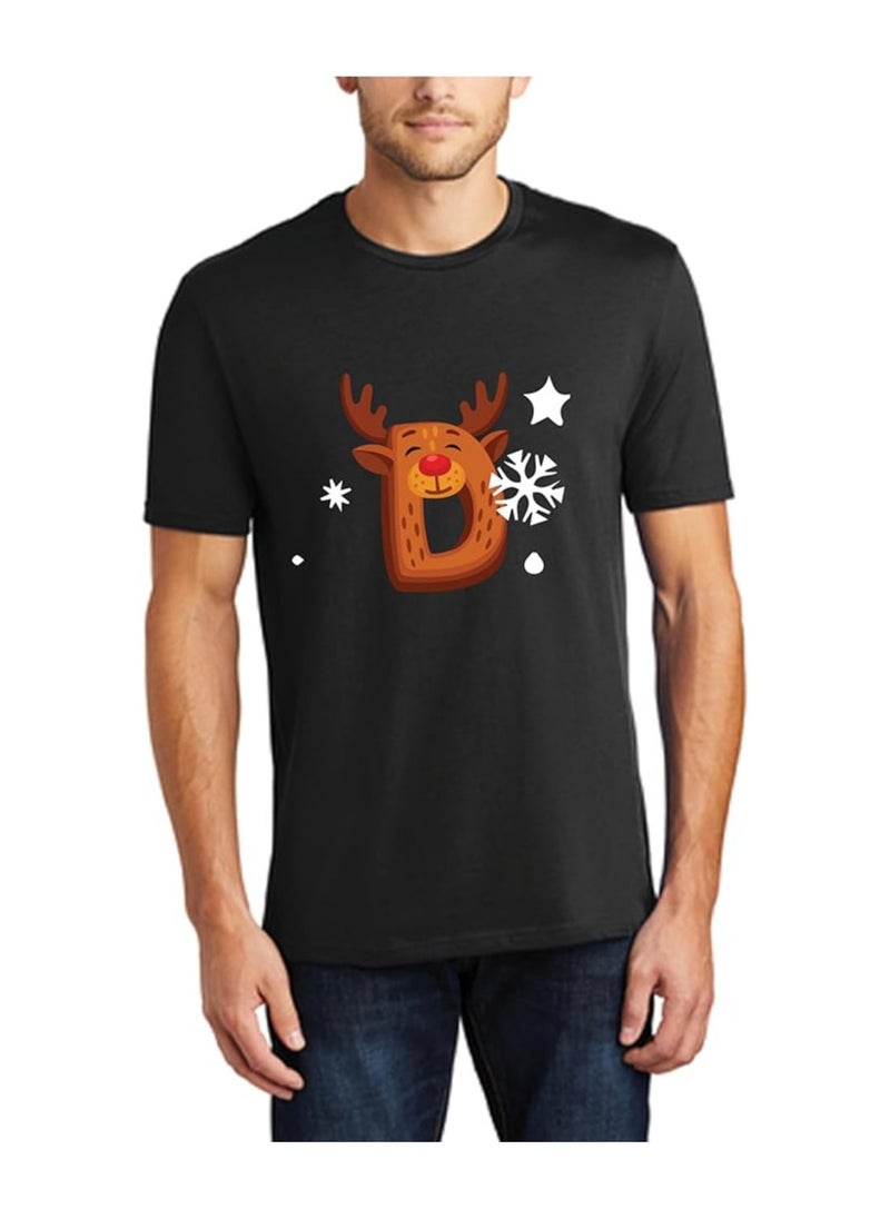 Christmas Initial Letter Printed Adult T-Shirts For Mens-Gift For Everyone