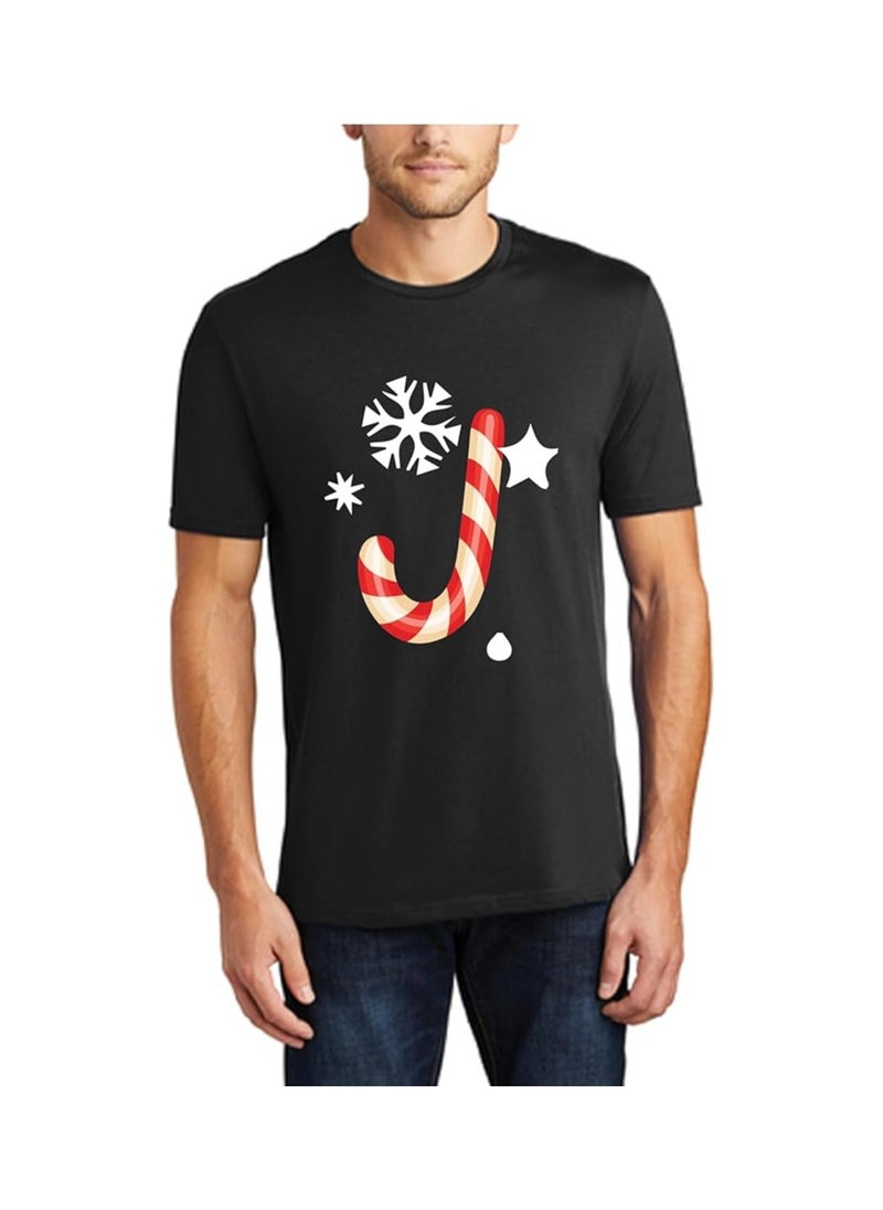 Christmas Initial Letter Printed Adult T-Shirts For Mens-Gift For Everyone