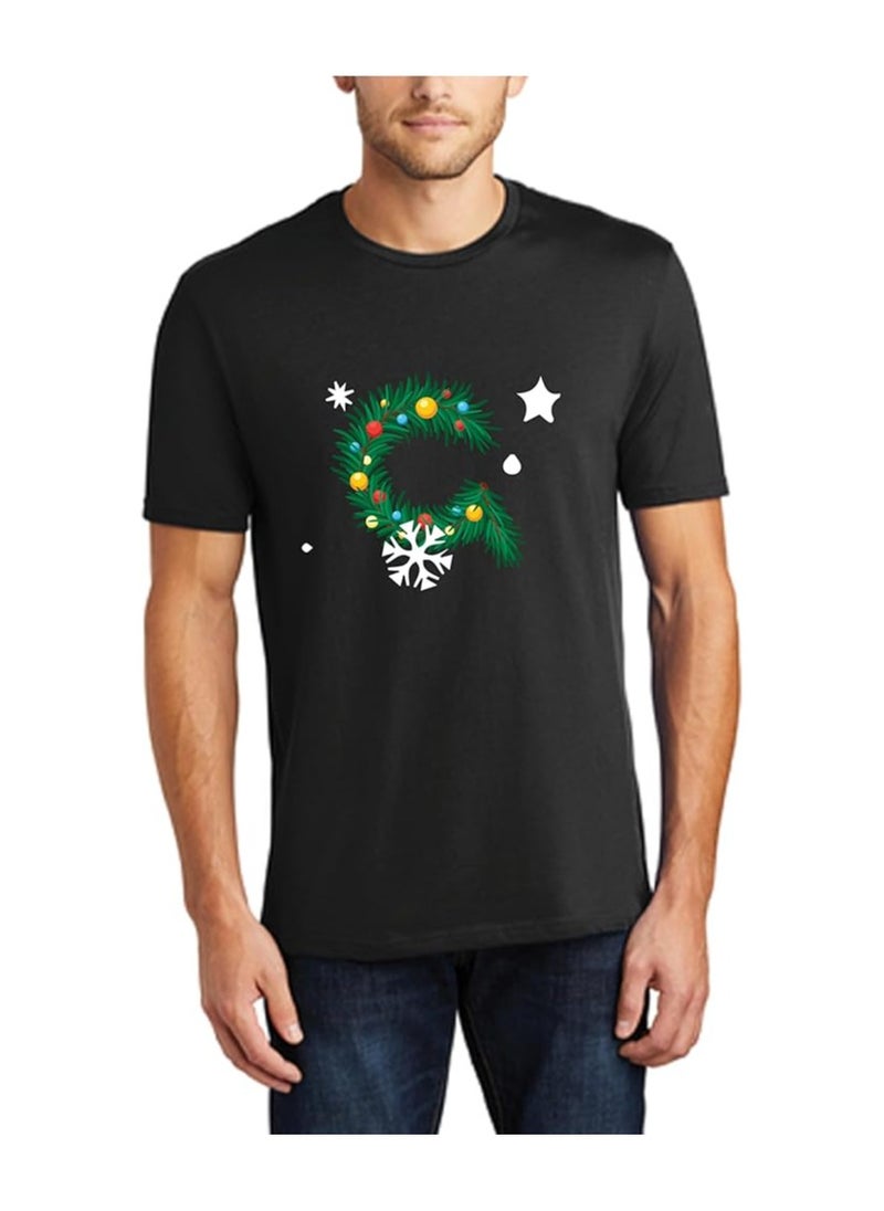 Christmas Initial Letter Printed Adult T-Shirts For Mens-Gift For Everyone