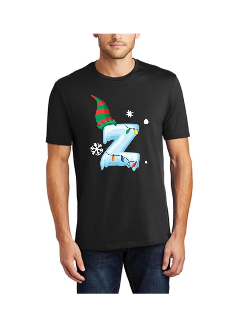 Christmas Initial Letter Printed Adult T-Shirts For Mens-Gift For Everyone