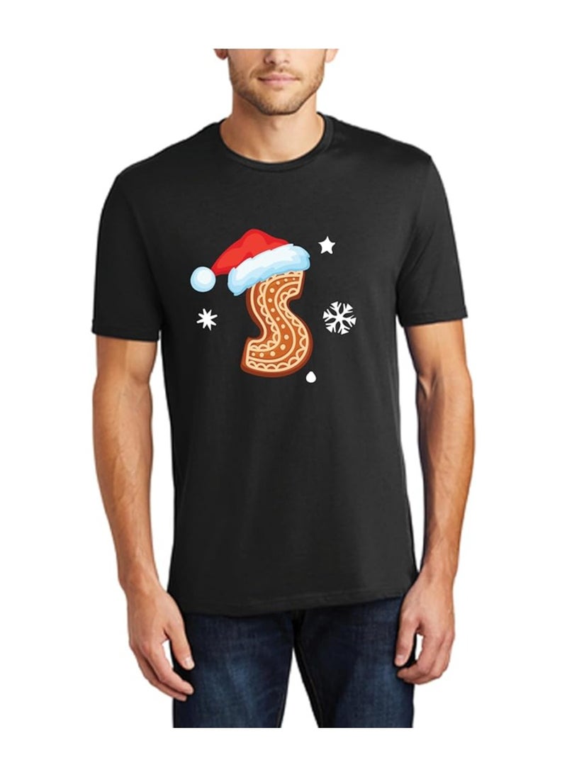Christmas Initial Letter Printed Adult T-Shirts For Mens-Gift For Everyone
