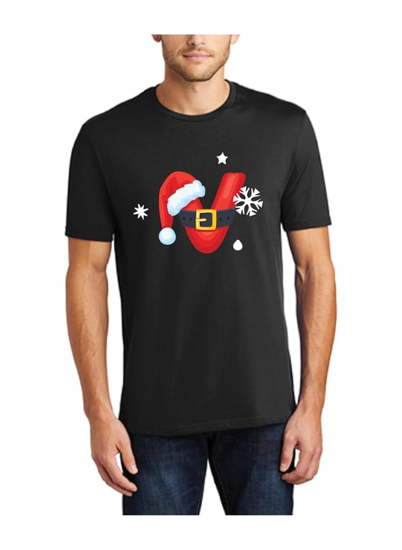 Christmas Initial Letter Printed Adult T-Shirts For Mens-Gift For Everyone