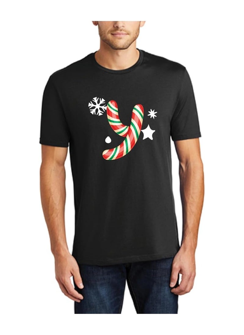 Christmas Initial Letter Printed Adult T-Shirts For Mens-Gift For Everyone
