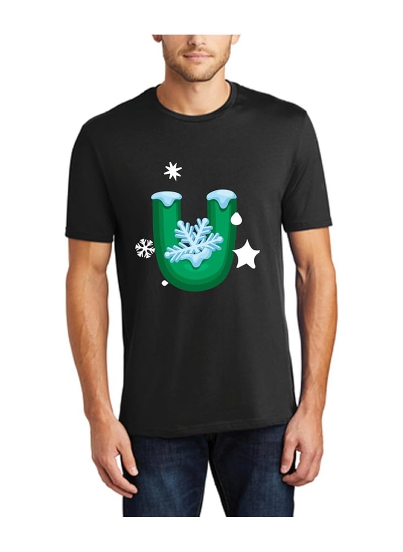 Christmas Initial Letter Printed Adult T-Shirts For Mens-Gift For Everyone