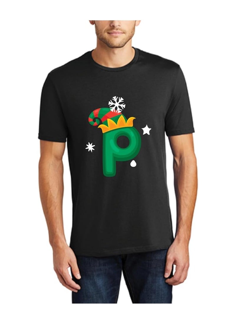 Christmas Initial Letter Printed Adult T-Shirts For Mens-Gift For Everyone