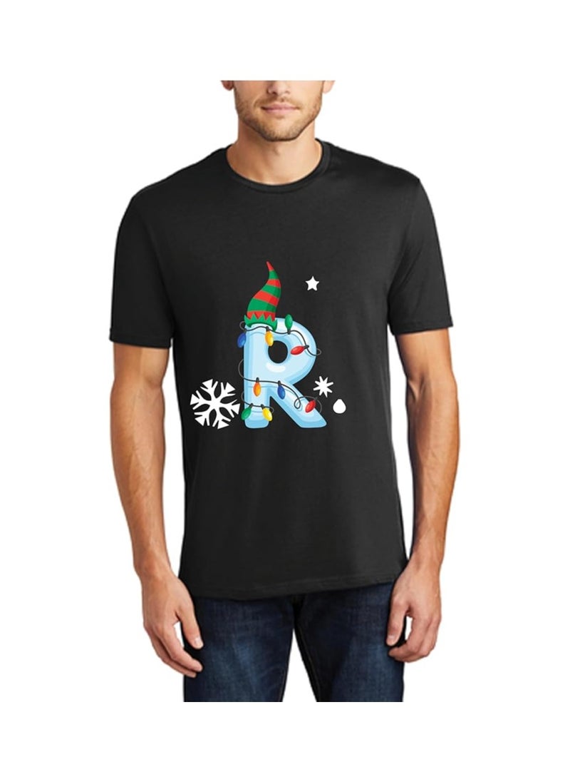 Christmas Initial Letter Printed Adult T-Shirts For Mens-Gift For Everyone