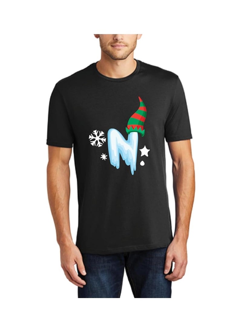 Christmas Initial Letter Printed Adult T-Shirts For Mens-Gift For Everyone