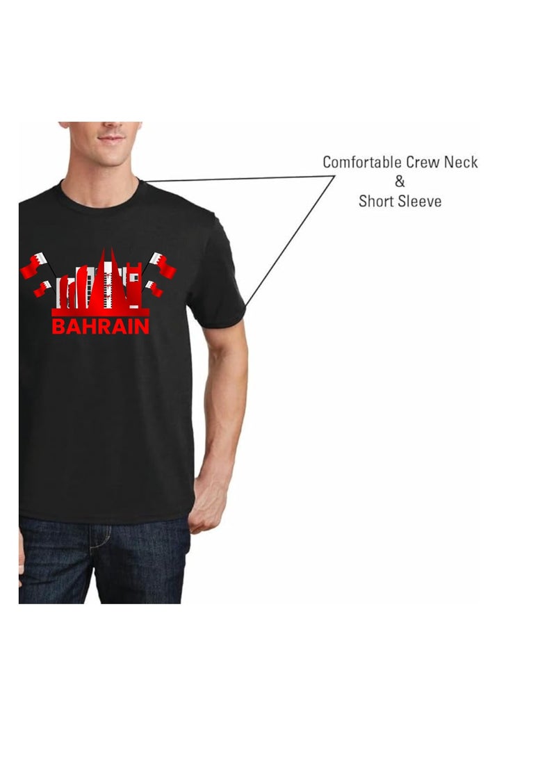 Bahrain Adult T-Shirt For Men-Short Sleeve Round Neck Tshirt Soft And Comfortable T-Shirt Ideal For Office,College,Celebration And Everyday Wear