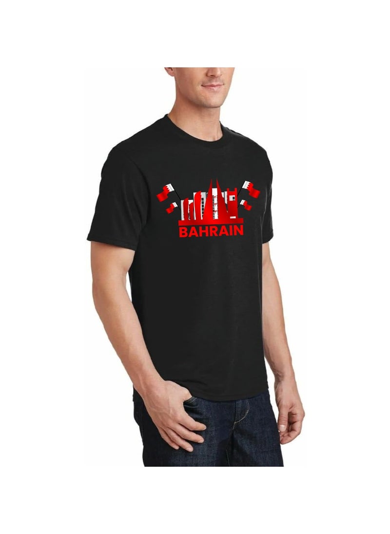 Bahrain Adult T-Shirt For Men-Short Sleeve Round Neck Tshirt Soft And Comfortable T-Shirt Ideal For Office,College,Celebration And Everyday Wear