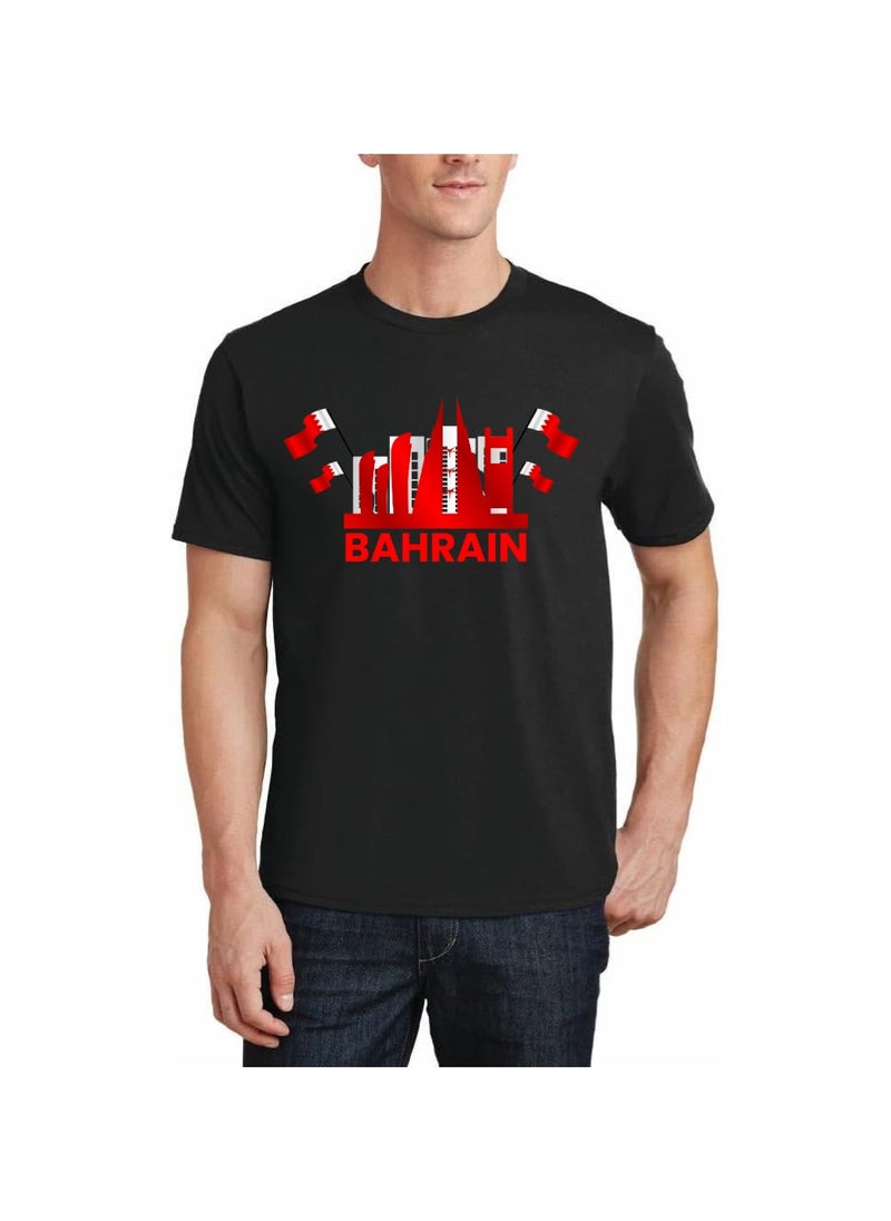 Bahrain Adult T-Shirt For Men-Short Sleeve Round Neck Tshirt Soft And Comfortable T-Shirt Ideal For Office,College,Celebration And Everyday Wear