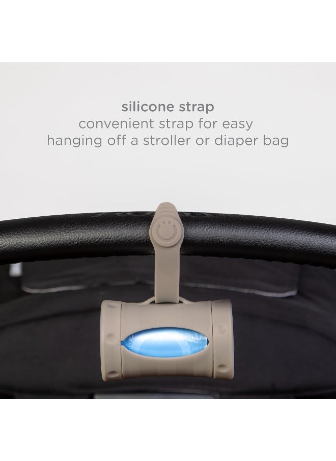 Ubbi Retractable On-the-Go Bag Dispenser for Baby Travel, Diaper Bag Accessory Must Have for Newborns, Helpful Baby Accessory, Taupe