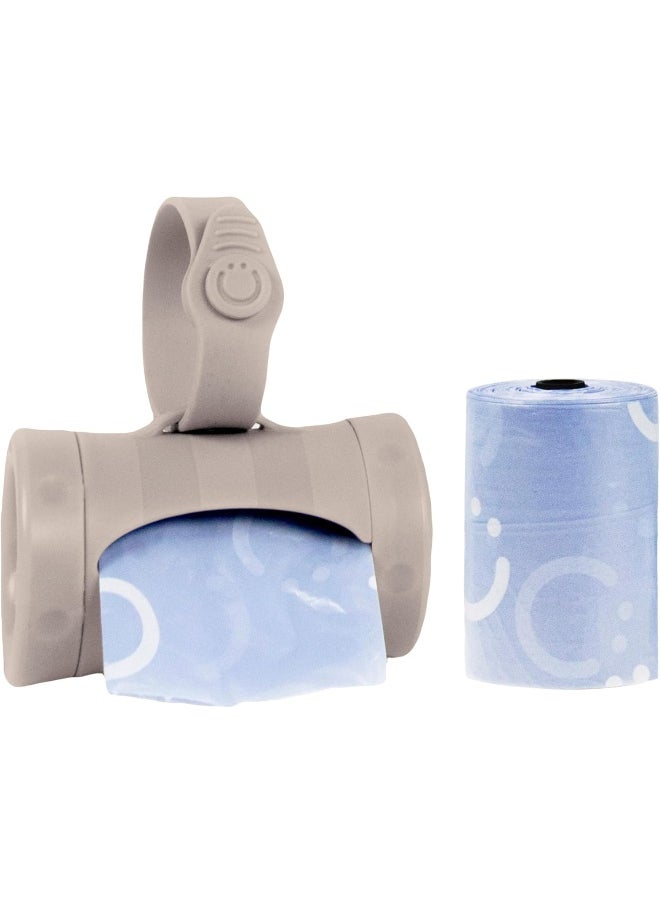 Ubbi Retractable On-the-Go Bag Dispenser for Baby Travel, Diaper Bag Accessory Must Have for Newborns, Helpful Baby Accessory, Taupe