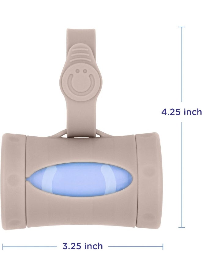 Ubbi Retractable On-the-Go Bag Dispenser for Baby Travel, Diaper Bag Accessory Must Have for Newborns, Helpful Baby Accessory, Taupe