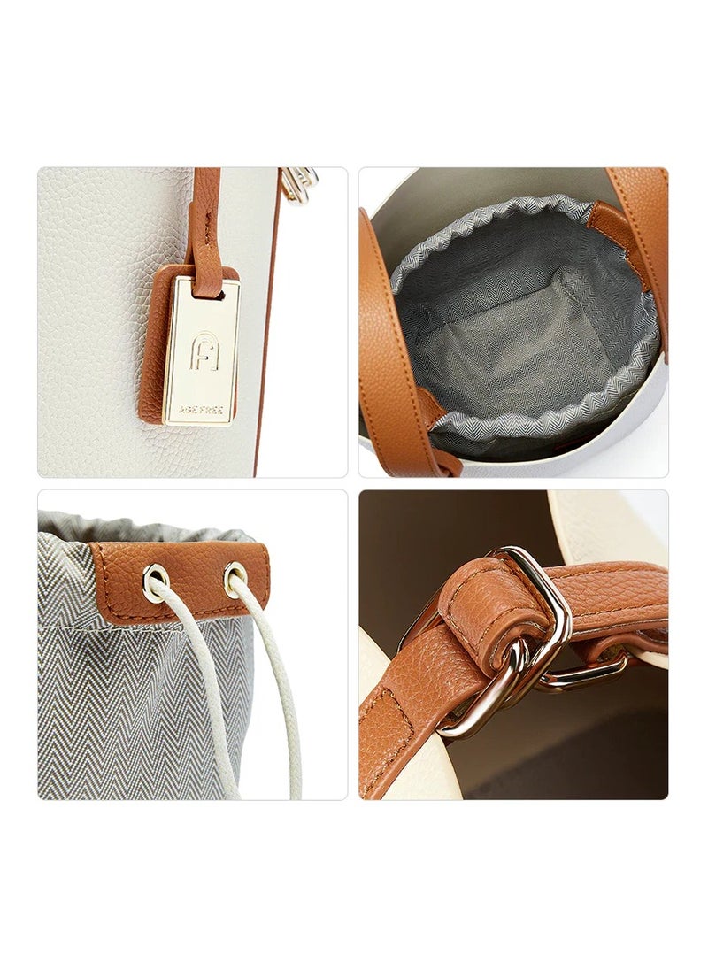 Jennie-Inspired Korean Style Crossbody & Handbag – Off-White/Brown – Timeless Women's Fashion