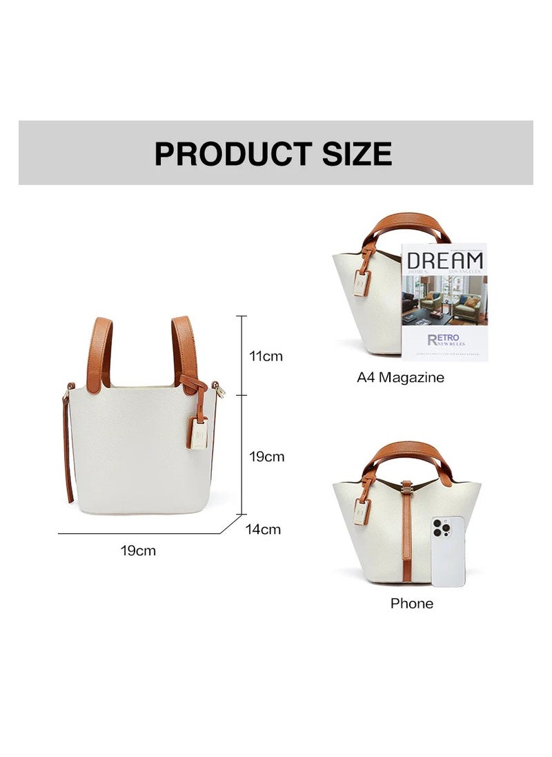 Jennie-Inspired Korean Style Crossbody & Handbag – Off-White/Brown – Timeless Women's Fashion