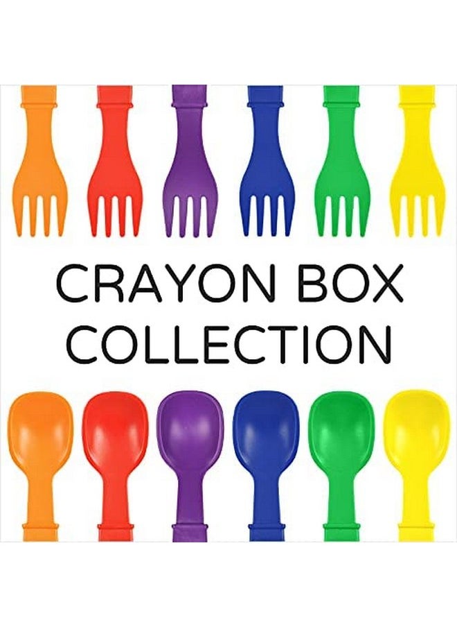 Re-Play Made in USA Toddler Forks and Spoons, Pack of 12 Without Carrying Case - 6 Kids Forks with Rounded Tips and 6 Deep Scoop Toddler Spoons - 0.2