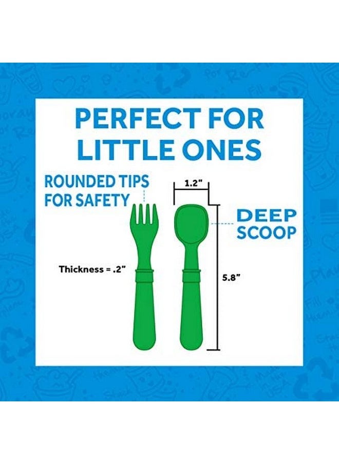 Re-Play Made in USA Toddler Forks and Spoons, Pack of 12 Without Carrying Case - 6 Kids Forks with Rounded Tips and 6 Deep Scoop Toddler Spoons - 0.2