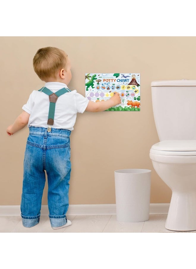 WERNNSAI Potty Training Chart - Dinosaur Toilet Training Reward Chart with 270 Potty Training Stickers Crown Sticker Chart for Boys Toddler Kids Potty Training for Ideal Gift Birthday