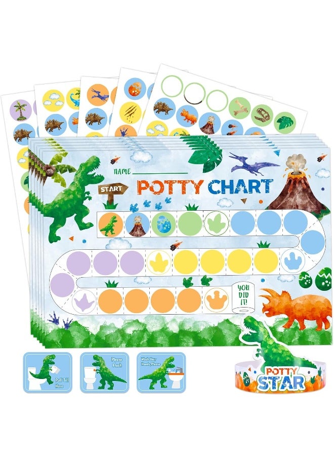 WERNNSAI Potty Training Chart - Dinosaur Toilet Training Reward Chart with 270 Potty Training Stickers Crown Sticker Chart for Boys Toddler Kids Potty Training for Ideal Gift Birthday