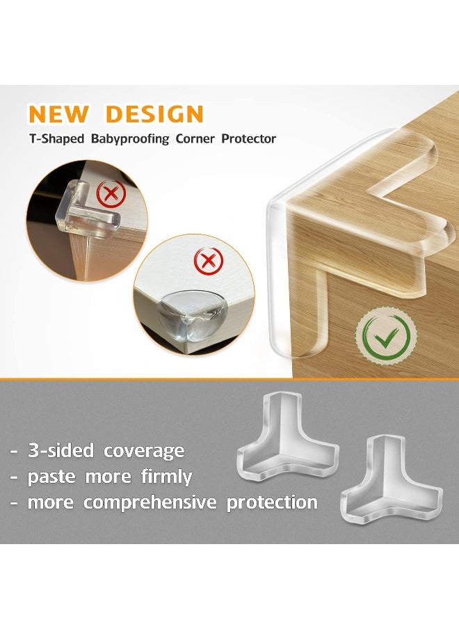 Gudui 14 Pack Clear Corner Guards Baby Safety Corner Protectors, Table Edge Protectors, Furniture & Sharp Corner Baby Proofing, T-Shaped, Transparent