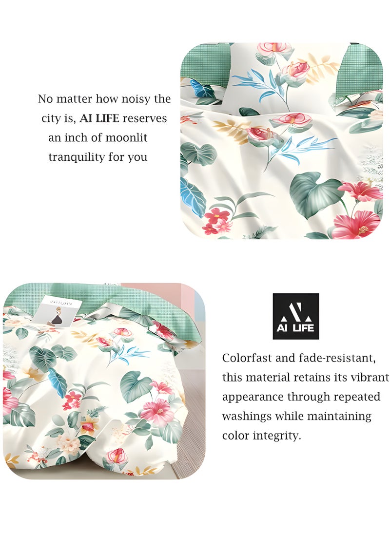 AI LIFE Luxurious King Size Bedsheet Set - 6 Piece High Quality Bedsheet Set 1 Duvet Cover with 1 Fitted Sheet and 4 Pillowcases - Soft and Breathable Microfiber Cotton for All Seasons