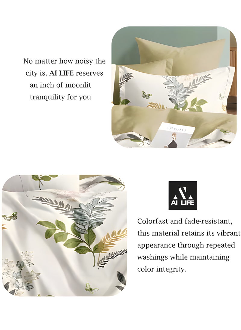 AI LIFE Reversible King Size Duvet Cover Set - 220x240 cm Bed Sheet Set with Fitted Sheet and 4 Pillowcases - Dual-Sided Design for Versatile Style - Soft, Durable, and Easy-Care King Bedding
