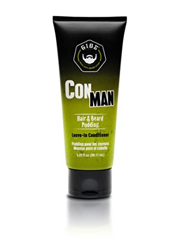 GIBS Con Man Hair & Beard Pudding - Leave-In Conditioner, Curl Definer, 7.5 Fl oz (3.25 fl oz)