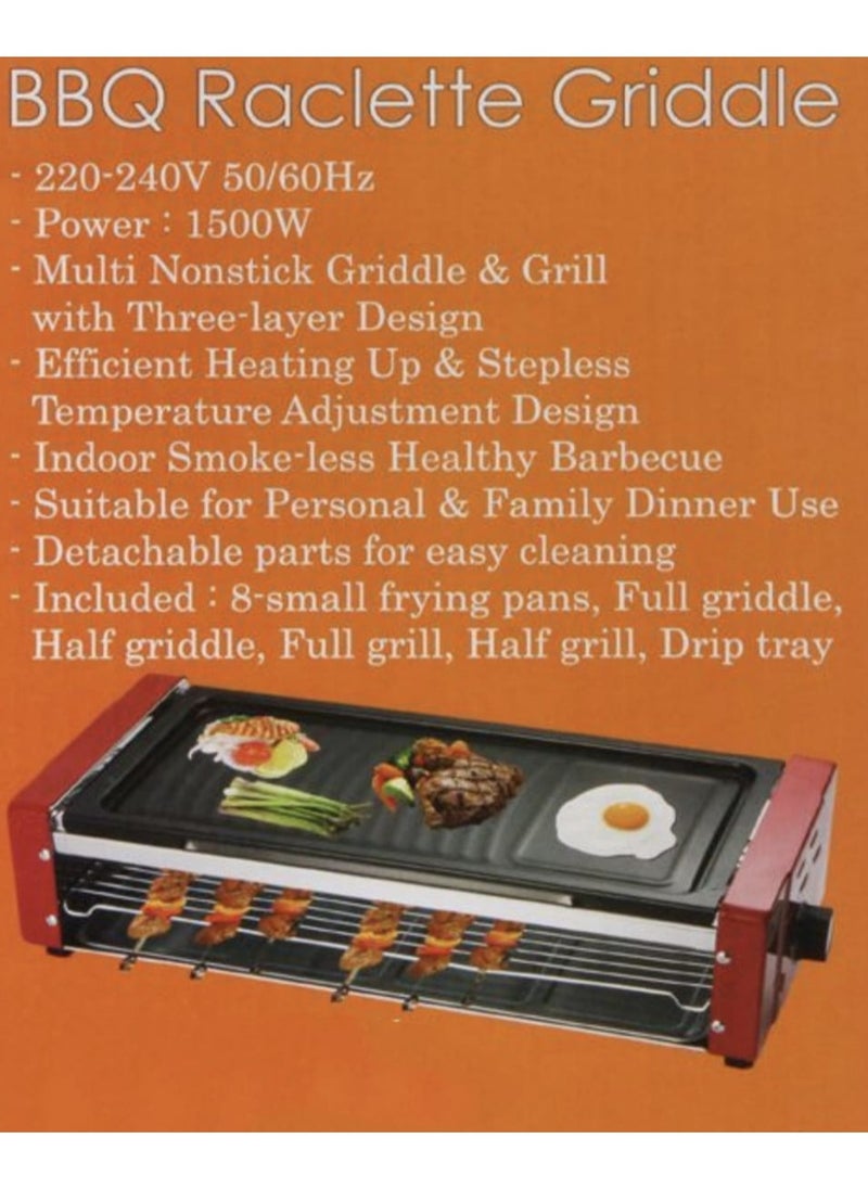 Breakfast Maker & BBQ Grill – Non-Stick Electric Griddle with Detachable Tray | Full/Half Grill, Fry Pan for Steak, Omelette, Snacks – Multi-Layer Design, Easy Clean