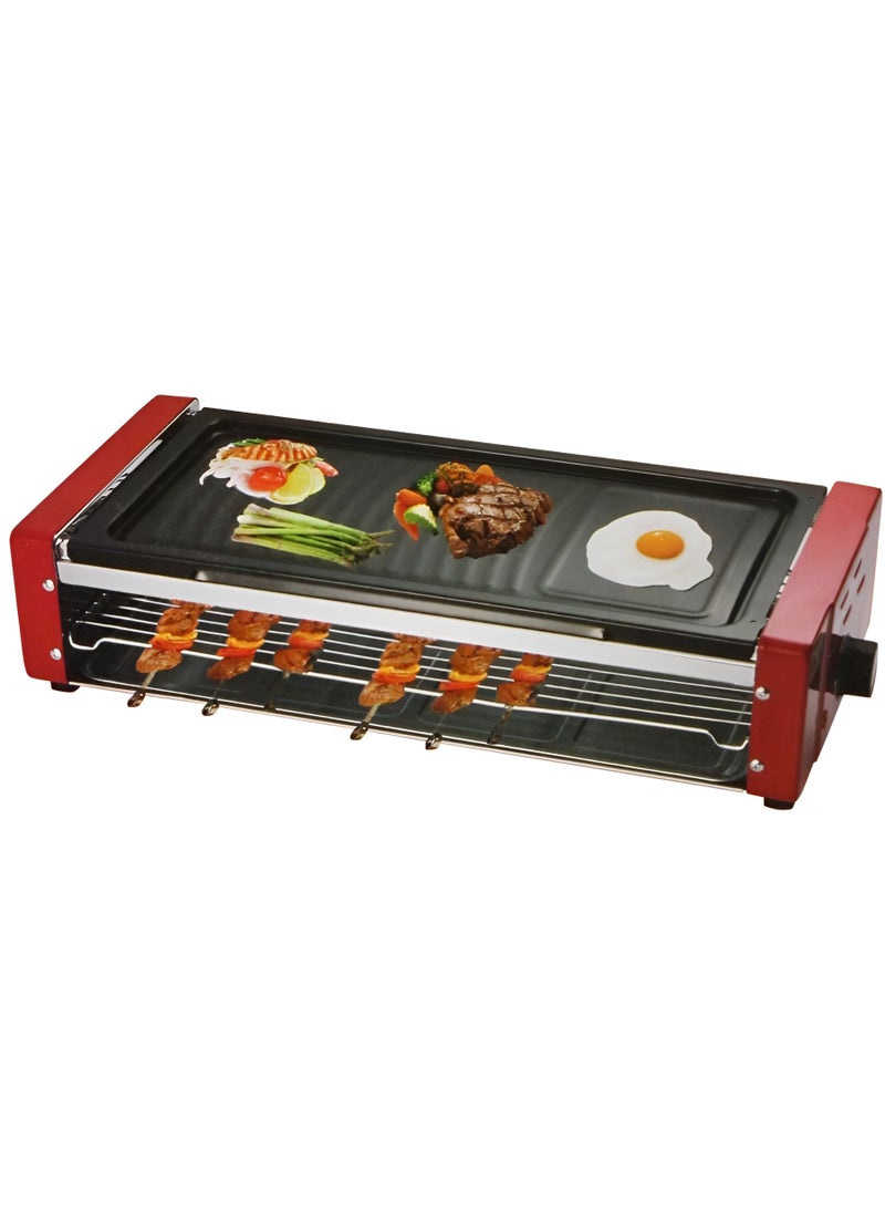 Breakfast Maker & BBQ Grill – Non-Stick Electric Griddle with Detachable Tray | Full/Half Grill, Fry Pan for Steak, Omelette, Snacks – Multi-Layer Design, Easy Clean