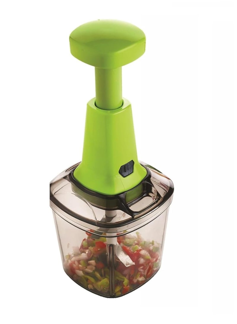 Push N Chop Manual Vegetable Chopper – Press-Style Cutter with 6 Stainless Steel Blades – Hand-Powered Food Chopper for Fruits, Vegetables, Nuts – Compact Kitchen Tool (Combo Set of 1)