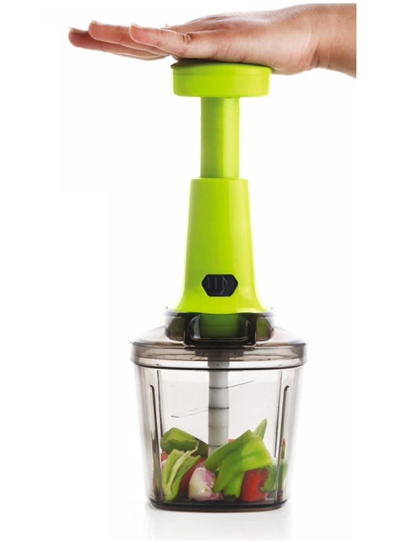 Push N Chop Manual Vegetable Chopper – Press-Style Cutter with 6 Stainless Steel Blades – Hand-Powered Food Chopper for Fruits, Vegetables, Nuts – Compact Kitchen Tool (Combo Set of 1)