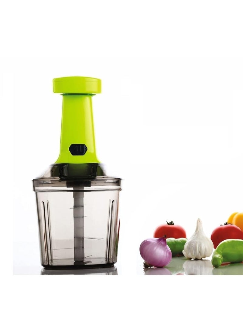 Push N Chop Manual Vegetable Chopper – Press-Style Cutter with 6 Stainless Steel Blades – Hand-Powered Food Chopper for Fruits, Vegetables, Nuts – Compact Kitchen Tool (Combo Set of 1)