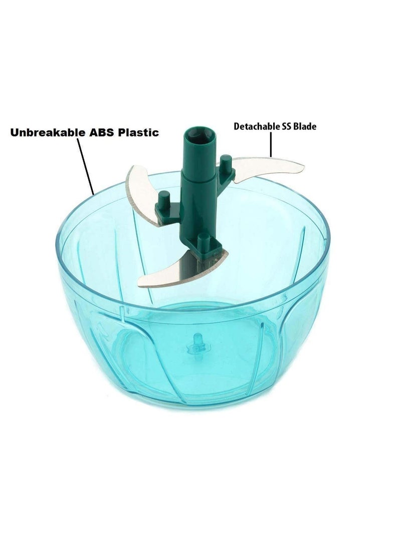 Manual Quick Chopper & Blender 2-in-1 for Vegetables – Hand-Powered Vegetable Cutter and Mixer with Stainless Steel Blades, BPA-Free Food Processor for Kitchen Use (No Electricity Needed)