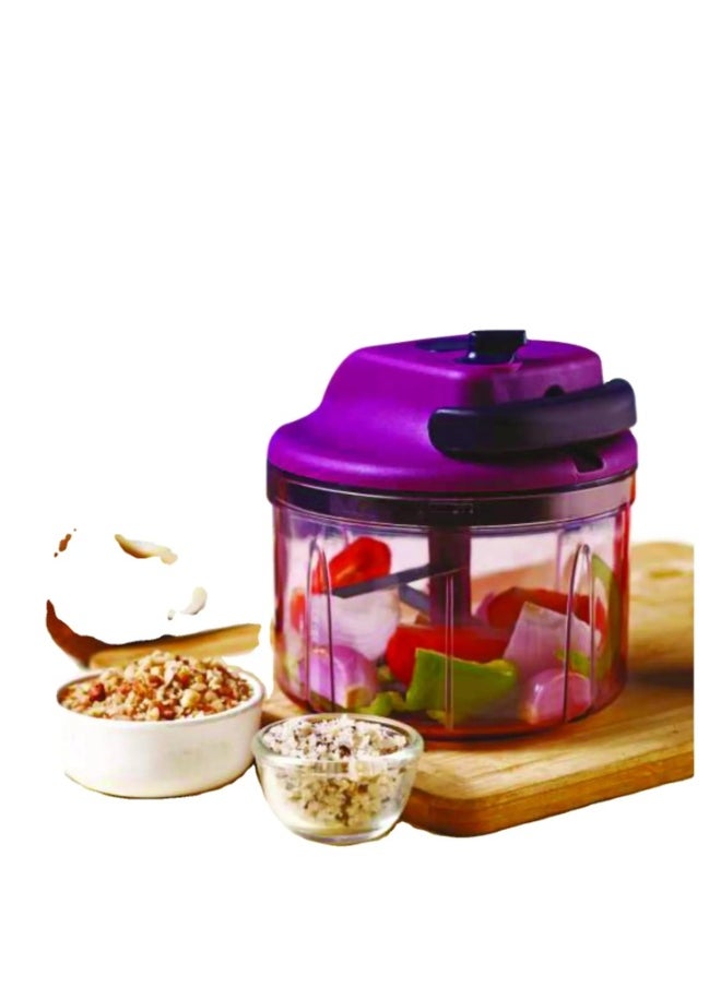 Handheld Manual Food Chopper – Hand-Powered Vegetable, Fruit, Meat & Nut Cutter – BPA-Free Plastic Chopper with Stainless Steel Blades for Salad Prep, Dips & More – Easy to Use & Clean