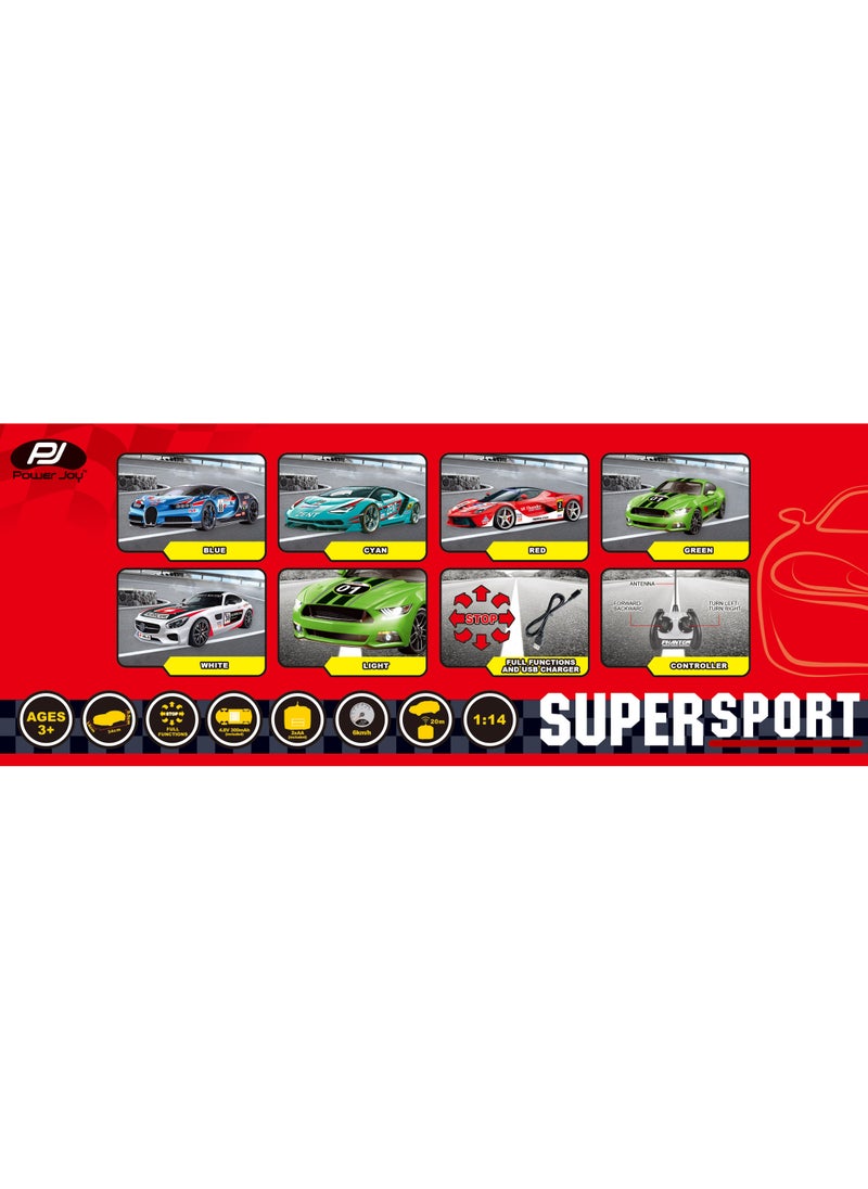 Power Joy Remote Control Super Sports Car 1/14, Assorted 1 Piece (Style & Color May Vary) | Car for Display | Toy Vehicle | Racing Car | Gift for Collectors and Kids