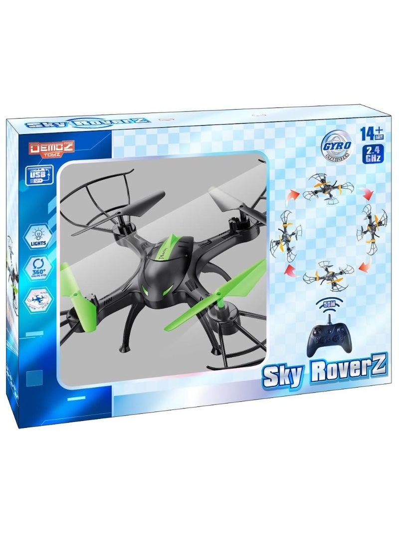 Demoz Remote Control Sky RoverZ 2.4G with Light, Assorted 1 Piece (Color May Vary) | High-Speed performance and Aerial-inspired tricks | 50meters Flying Range | Gift for Kids