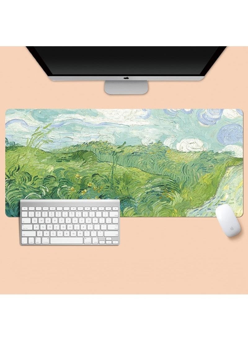 Van Gogh'S Oil And Landscape Paintings Gaming Mouse Pad Extended Large Mat Desk Pad Stitched Edges Mousepad Long Mouse Pad And Non-Slip Rubber Base Mice Pad 800X300X4mm