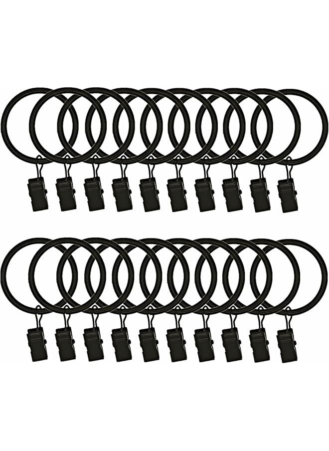 Curtain Rings with Clips, 20 Pcs Large Heavy Drapery Rings Hooks Used for Hang Drapes Caps Pictures Rustproof Decorative Curtain Rings for Bathroom Living and Guest Room (1.7 In)