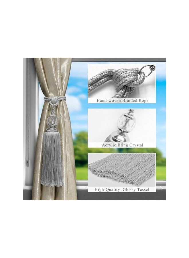 Curtain straps, ropes, tassels, straps, shoulder straps, silver curtain decorations, curtain straps, handmade curtain brackets, 2 packs