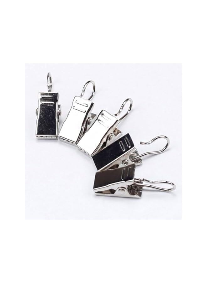 60Pcs Small Heavy-Duty Hook Clip Set Metal Curtain Hangers Clips Drapery Hooks for Clip Photo Home Decoration Art Craft Display Silver
