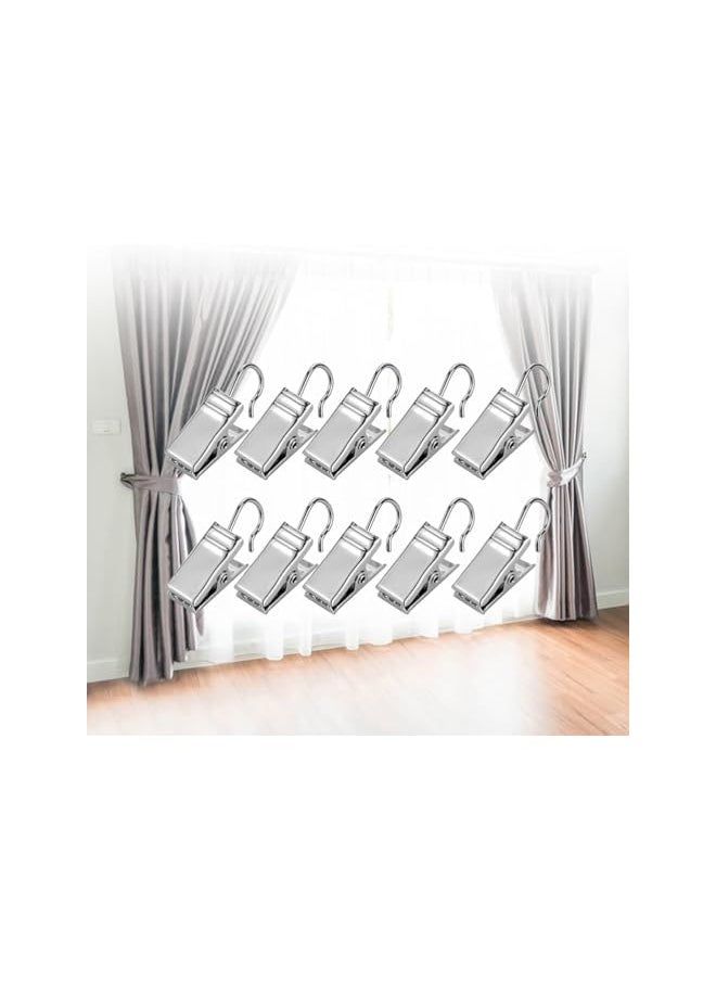 60Pcs Small Heavy-Duty Hook Clip Set Metal Curtain Hangers Clips Drapery Hooks for Clip Photo Home Decoration Art Craft Display Silver
