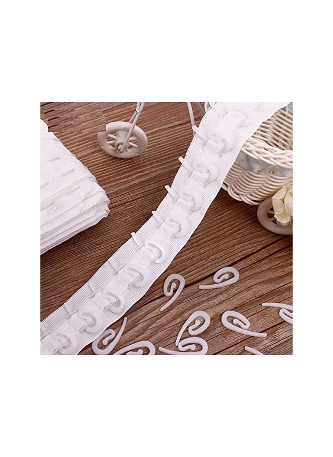 100 Pcs White Plastic Curtain Hooks, Drapery Hooks, Adjustable Drapery Curtain Tape Clip, Smooth and Durable, Easy to Install, for Window Curtain or Door Curtain, 2.8x1.2cm