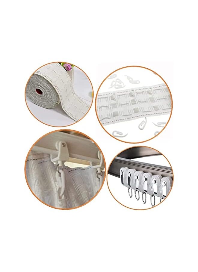 100 Pcs White Plastic Curtain Hooks, Drapery Hooks, Adjustable Drapery Curtain Tape Clip, Smooth and Durable, Easy to Install, for Window Curtain or Door Curtain, 2.8x1.2cm