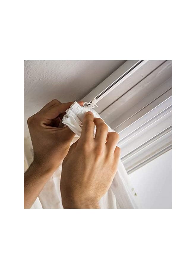 100 Pcs White Plastic Curtain Hooks, Drapery Hooks, Adjustable Drapery Curtain Tape Clip, Smooth and Durable, Easy to Install, for Window Curtain or Door Curtain, 2.8x1.2cm