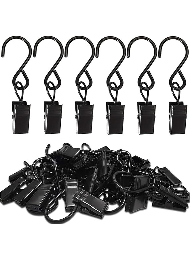 S Hooks Curtain Clips-50 Pack Hanging Hooks Hangers Clips,6mm Long Black