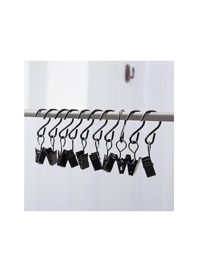 S Hooks Curtain Clips-50 Pack Hanging Hooks Hangers Clips,6mm Long Black